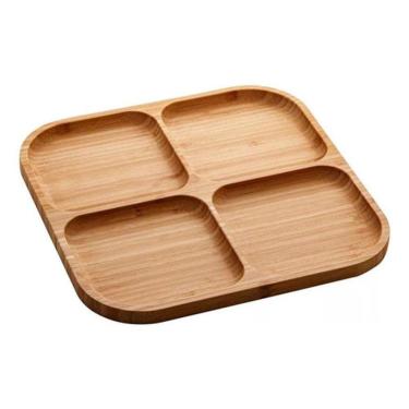 Imagem de Petisqueira Quadrada De Bambu 4 Cavidades Resistente Natural