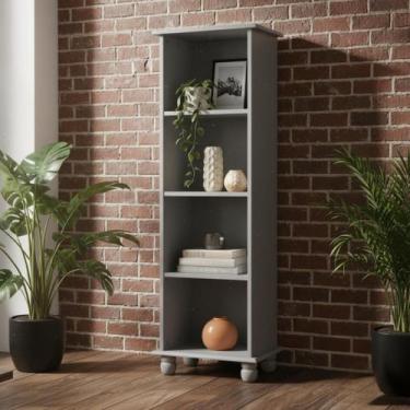 Imagem de Estante Sevilha para Livros de Madeira 3 Prateleiras - Cinza Laca - Me