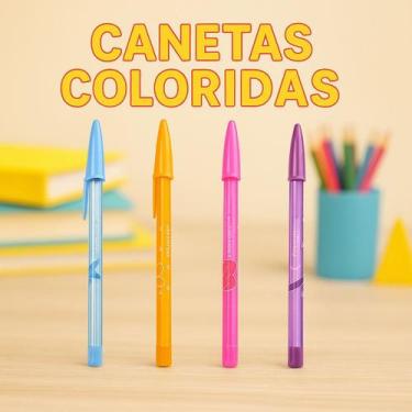 Imagem de Kit com 3 Canetas Compactor JetLux Sortidas  Cores Vivas e Escrita Sua