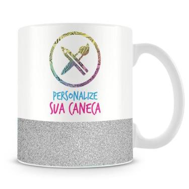 Imagem de Caneca Personalizada com Base Glitter Prata - Personalize do Seu Jeito