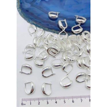 Imagem de Brinco Argola Click - Par - Banho de Prata 50 Milésimos com Verniz Pro