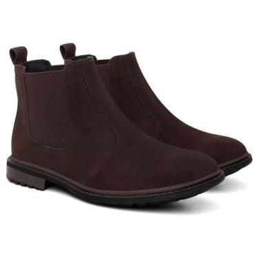 Imagem de Botina Rústica Confortavel Couro Camurça Masculino - S/M, Marrom cafe,