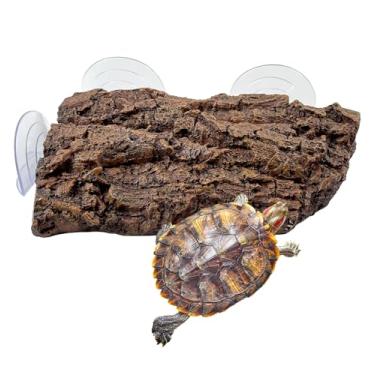Imagem de MUYG Plataforma de Aquário de Tartarugas com Ventosas, Aquário, Plataforma de Escalada de Tartaruga, Terraço de Descanso para Sapos, Adequado para Caranguejos, Lagartixas, Cobras (Casca Artificial