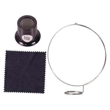 Imagem de YIJU Ferramenta de reparo de lupa ocular com pano de vidro, lupa preta portátil para joalheiros, lupas, lentes de aumento, para joalheiros, 10x
