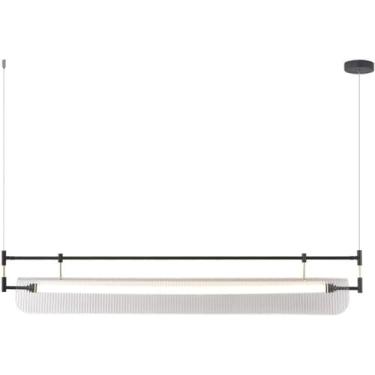 Imagem de Lustre nórdico minimalista LED longo, preto, dourado, linear, pendente, vintage, rústico, luminária de teto, luminárias para sala de estar, cozinha, bar, escritório, restaurante, quarto