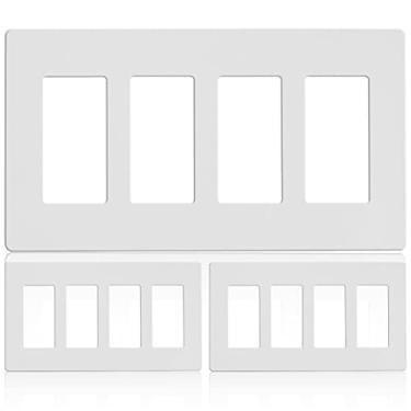 Imagem de Faith Placas de parede sem parafuso decoradoras de 4 gangs, capas de tomada seguras para crianças, 4,68 cm A x 7,4 cm C, serve para GFCI, receptáculo USB, reguladores e controles de iluminação