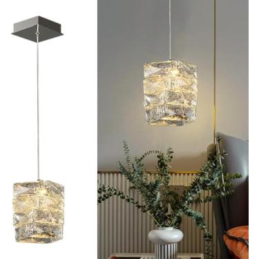 Imagem de Pequeno Mini Lustre de Cristal Luzes Pendentes Ilha Bar Cromado Regulável LED Linear Luminária Pendente Nordic Moderna Luminária Pendente de Teto Para Quarto Sala de Jantar Cozinha Corredor