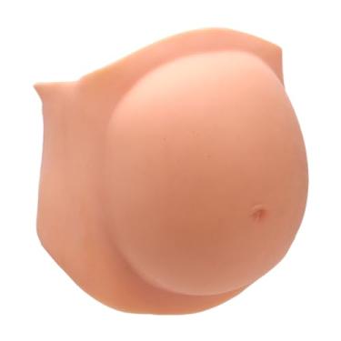 Imagem de Ymiko Prótese de Barriga Grávida de Silicone Ajustável Leve Artificial Colisão Terno para Cosplay Palco Traje Festa Wear (Branco)
