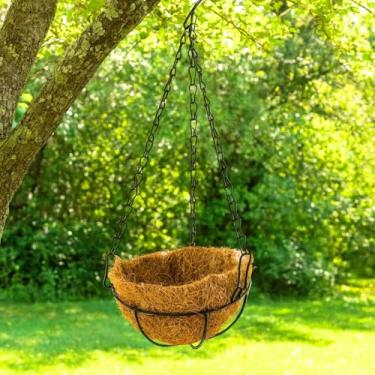 Imagem de Vaso Decorativo Suspenso formato de coco,com Suporte em Ferro, Marrom, 35x15cm, Uso Interno