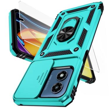 Imagem de Weycolor Capa para Moto G Play 2024 com capa de lente de câmera HD, proteção contra quedas de grau militar de 3 m, suporte de anel magnético, capa protetora para celular, verde gelo