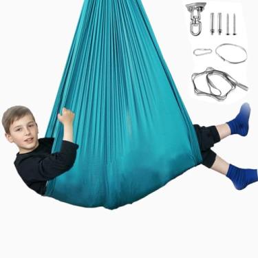 Imagem de Sensory Swing for Kids & Adults, Indoor Kids Swing Hammock with 360° Swivel Hanger Kit for Autism, ADHD, SPD, Snuggle Swing Holds up to 300lbs has a Calming Effect on Children with Sensory Needs