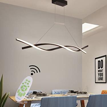 Imagem de Luminária pendente LED com design espiral moderno e regulável com controle remoto, lustre ideal para sala de jantar, cozinha, ilha, sala de estar, sala de estar, loft, escritório e bar, lumi