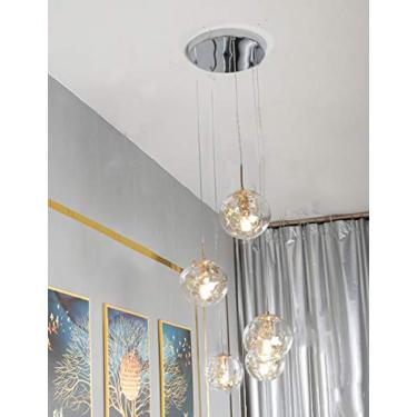 Imagem de Lustre LED minimalista moderno para sala de estar com várias bolas de bolhas, luminária pendente criativa para restaurante, perfeita para escada duplex, luminária de teto com personalidade a