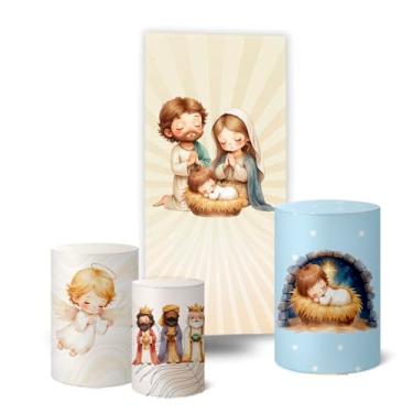 Imagem de Trio Capas Cilindro + Painel Lateral Romano Natal (K5NAT0062)