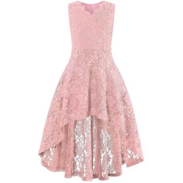 Imagem de Vestido Viriber Girls de renda floral com decote em V, sem mangas, de 