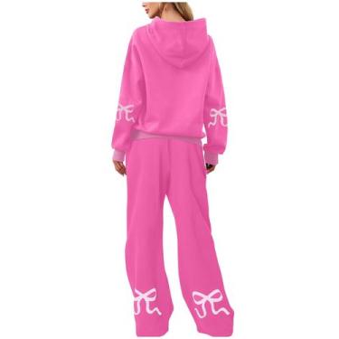 Imagem de Moletom feminino Outfit Livtany de 2 peças com capuz e mistura de algo