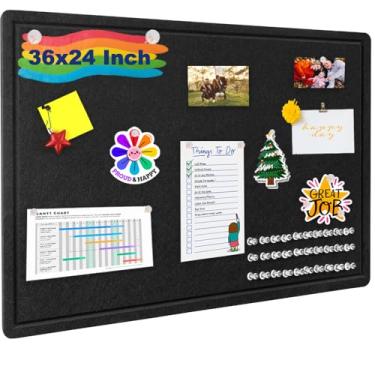 Imagem de EYAEYAYEA Quadro de avisos, 91 x 61 cm - quadro de feltro dobrável, quadro de visão, quadro de cortiça, quadro de pinos decorativos, para parede, quadro fotográfico dobrável autoadesivo com 30 pinos