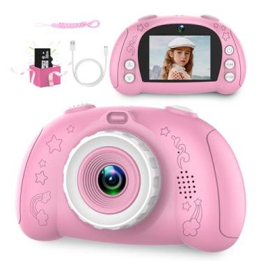 Imagem de Câmera infantil para crianças de 3 a 12 anos, câmera digital infantil com cartão SD 32G, câmera infantil com tela de 6 cm para crianças no aniversário, Natal (rosa)