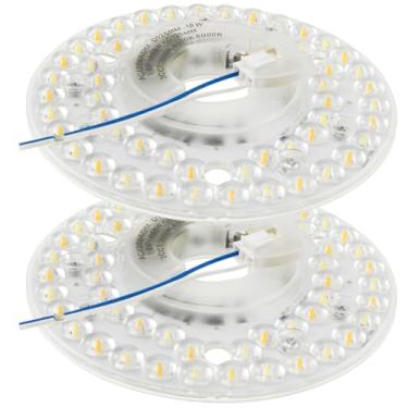 Imagem de Kit de substituição de 2 peças para ventilador de teto 120V 18W Kit de luz de ventilador de teto redondo com 3 temperaturas de cor para casa, garagem, escritório (pacote com 2)