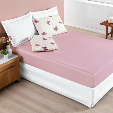 Imagem de Jogo Cama Lençol Celi Queen Micropercal Estampado 200 Fios 3 Peças Borboletas Rosê