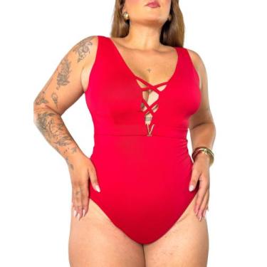 Imagem de Maiô Body Bruna Modelador Com Cinto Bojo Removível - Maré Maré, Vermel