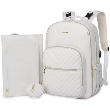Imagem de Mochila para fraldas LOVEVOOK em couro com trocador bege
