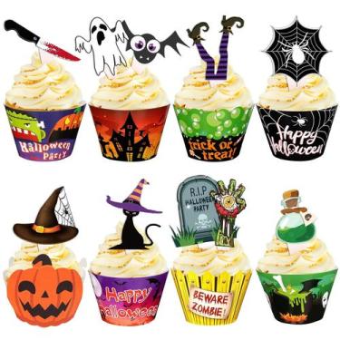 Imagem de Embalagens de Cupcake Toppers de Halloween, 164 unidades - jollylife