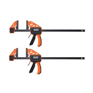 Imagem de Klein Tools 47551 Speed-Klamp 30 cm, braçadeira/espalhador pacote com 2, força de aperto de 68 kg, operação com uma mão para projetos de madeira e metal