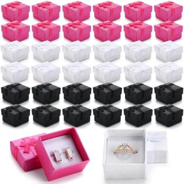 Imagem de Bucherry 72 caixas de anel, caixa de joias de papelão rígido com laço de fita, estojos de presente para pequenas empresas (cores clássicas)