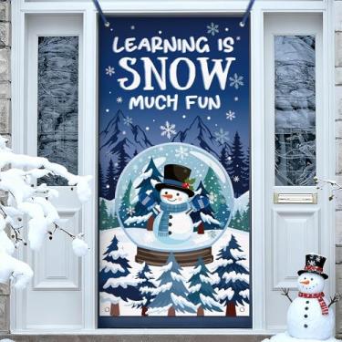 Imagem de Bolisom Globo de neve de inverno, boneco de neve, decoração de porta da frente, aprendizagem inspiradora é neve, muito divertido, banner decorativo, fundo, Natal, interior, exterior, escola, sala de