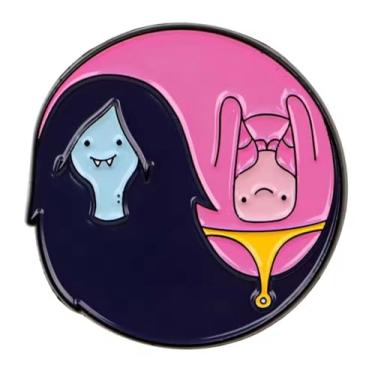 Imagem de Princesa Bubblegum Marceline Yin Yang Come Along With Me Hora de Aventura Desenho Animado Programa de TV 3 cm Emblema de Broche Esmaltado