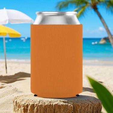 Imagem de Manga de lata padrão de 340 g, mangas térmicas macias antiderrapantes para latas de cerveja para garrafas de refrigerante, cerveja e água (laranja brilhante)