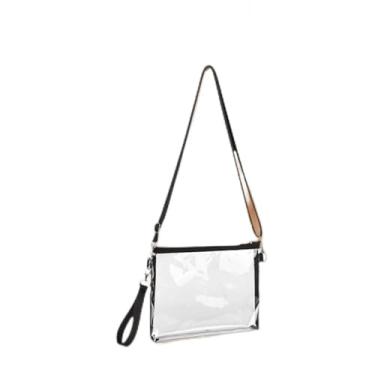Imagem de Bolsa transversal transparente aprovada pelo estádio para trabalho, concerto, esportes, Preto, One Size