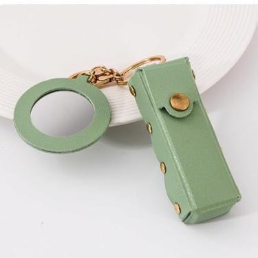 Imagem de Porta-batom portátil de couro PU, porta-chaves, porta-batom, com mini espelho, chaveiro criativo e fofo, protetor labial, batom, viagem, estojo de armazenamento de maquiagem para mulheres (estilo 14)