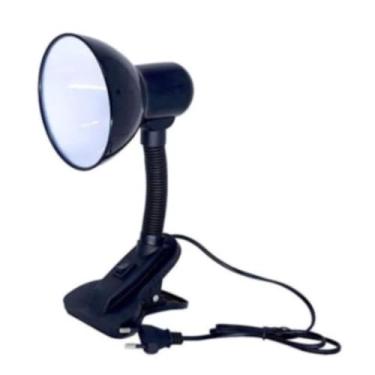 Imagem de Luminária Articulada de Mesa com Presilha Tipo Clip para Estudo e Escritório – Preta, Ajustável e Econômica (Preta) (Preto)