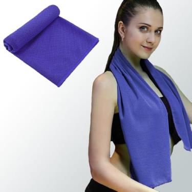 Imagem de Toalha de resfriamento esportiva, adequada para corrida, ioga, jogar bola, leve, adequada para a pele, várias cores (azul escuro)