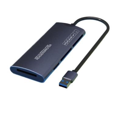 Imagem de Leitor de cartão de memória, adaptador de leitor de cartão 4 em 1 USB 3.0 e USB-C para SD Micro SD MS CF, 4 cartões de leitura e gravação simultaneamente