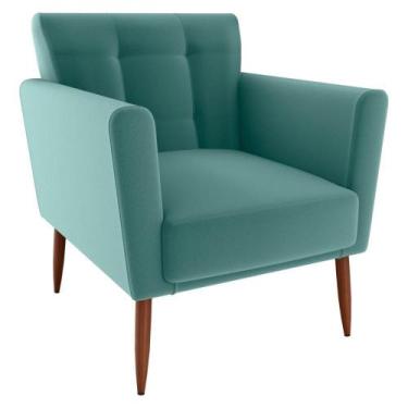 Imagem de Poltrona Decorativa Pes Palito Cancun Veludo Deluxe Milani Store Verde