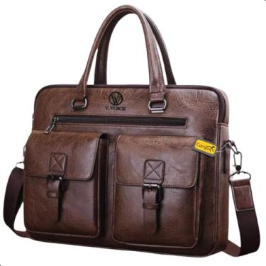 Imagem de Bolsa Pasta Notebook Laptop Executiva Feminina Masculina Com Alça Transversal Alto Padrão Ideal Para O dia a Dia Faculdade Trabalho (Cafe)