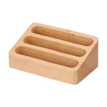 Imagem de predolo Porta-cartões de visita em madeira, acessório de mesa premium para organização e exibição de cartões.