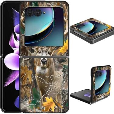 Imagem de GFRGTFHYT Capa de celular para Motorola Razr 2025/2024 para Moto Razr 60/50 5G Slim Lightweight Hard PC Flip Cover com camuflagem árvore veado capa protetora à prova de choque para Moto Razr 2025