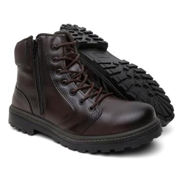 Imagem de Eco Canyon Coturno Masculino em Couro Sintético Marrom, Bota Militar com Zíper Lateral e Cadarço, Kit com Cinto e Carteira, Solado Antiderrapante, Tamanhos 38-44 (preto e marrom, padrao, BR, Adulto, Numérico, 42)
