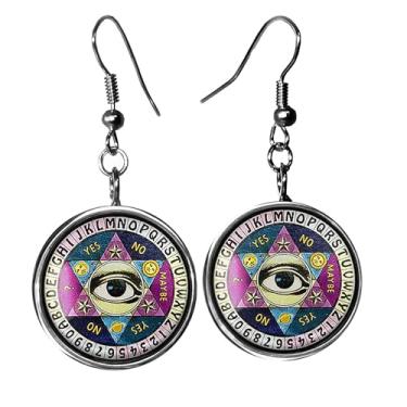 Imagem de Brincos de olho que vê - Halloween Spirit Board Brincos pendentes de prata - 49-SLRE, vidro, cabochão