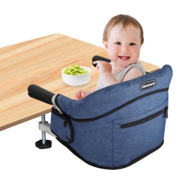 Imagem de Cadeira alta para bebês JOZZVE portátil dobrável com clip-on azul mari