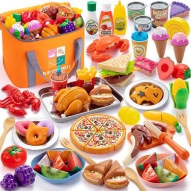 Imagem de Conjunto de alimentos Pretend Play Juboury com bolsa de armazenamento 