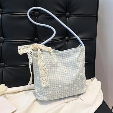 Imagem de Bolsa transversal floral nas axilas – Bolsa de ombro pequena moderna para mulheres com fecho de zíper, Azul, Medium, Mochila casual