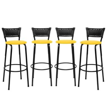 Imagem de Conjunto Premium Cadeiras Banquetas Bancos Gourmet Bistrô Americana Bancada Bar 4 Unidades - Itagold (Amarelo)