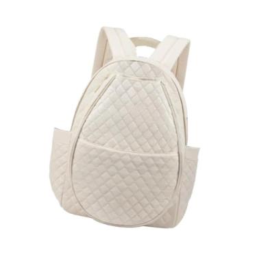 Imagem de Vaveren Mochila para tênis multifuncional e estilosa, organizadora para viagem e esportes, para pickleball badminton, bolsa para raquete de tênis, Branco