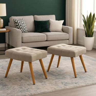 Imagem de Kit 2 Banqueta Rubi Confort Moderna Pes Madeira - Dcazza, Bege