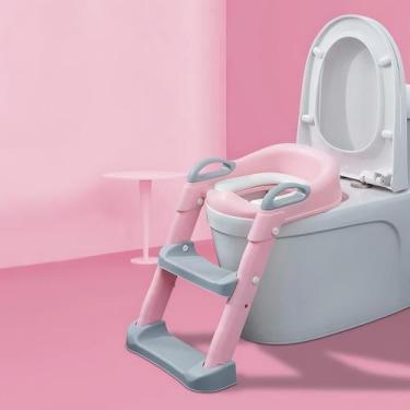 Imagem de Redutor De Assento Infantil Dobrável Com Escada Antiderrapante Para De